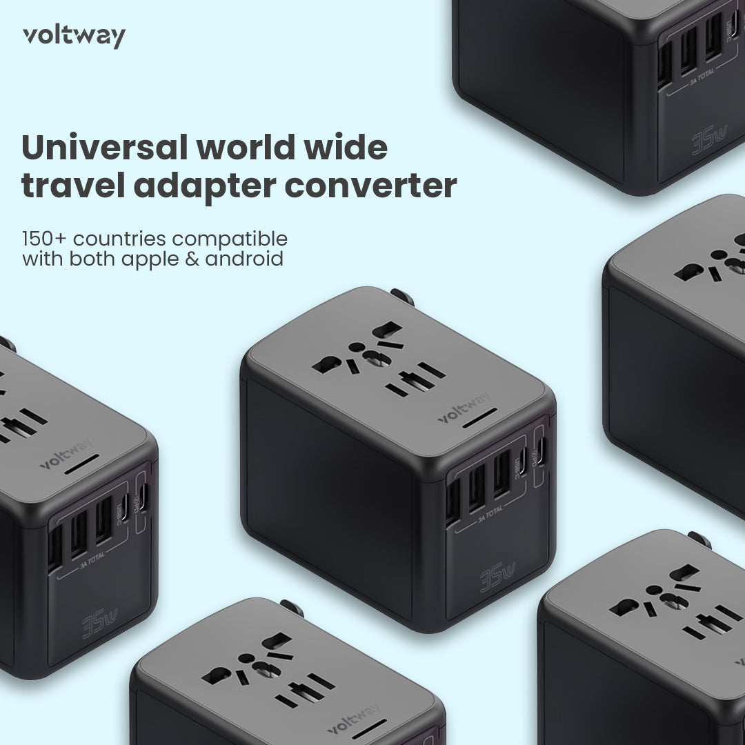 35W Universal Travel Adapter with 3 USB and 2 Type-c 
