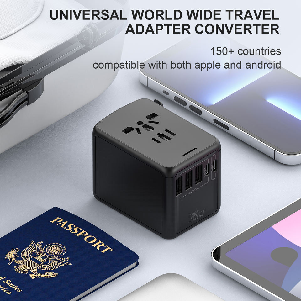 VoltWay 35W Universal Travel Adapter 3 USB and 2 Type-c PD International Converters