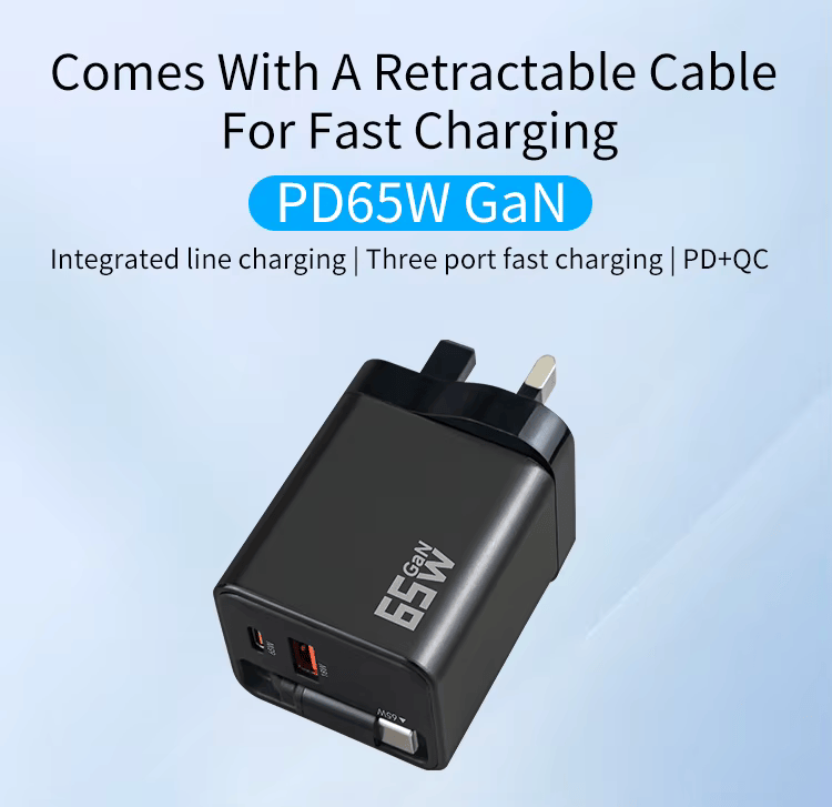 VoltWay Built-in retractable wire Smart 65W Fast Charger™