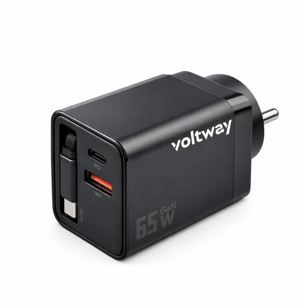 VoltWay Built-in retractable wire Smart 65W Fast Charger™